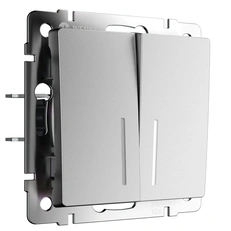 Изображение Выключатель двухклавишный проходной с подсветкой (серебряный матовый) W1122165